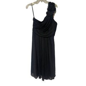 One-Shoulder Cocktail Classic   Black Dress With Floral Detail By Dollar